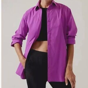 Athleta Relaxed Oversized Button-Down Shirt in Jazzy Purple Size XS